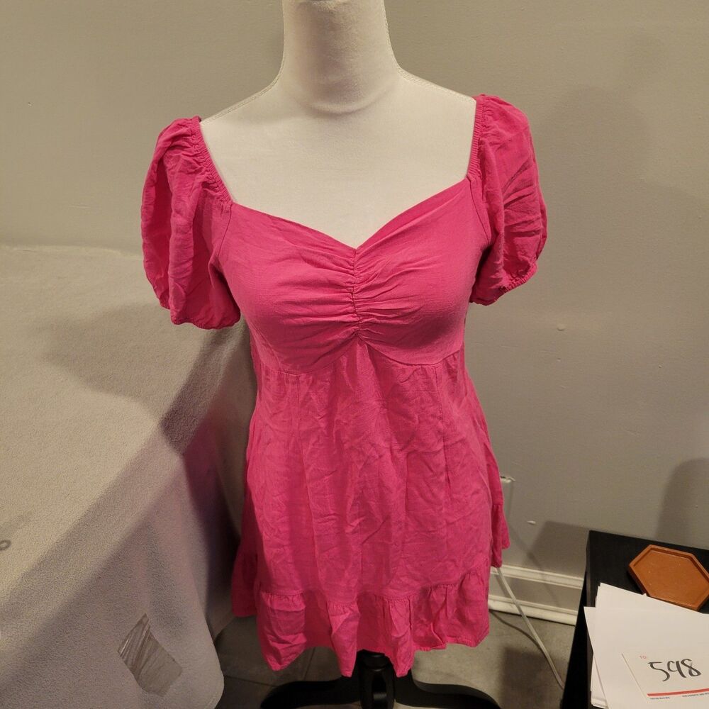 Princess Polly Ruth Puff Sleeve Pink Print Mini Dress Size 8